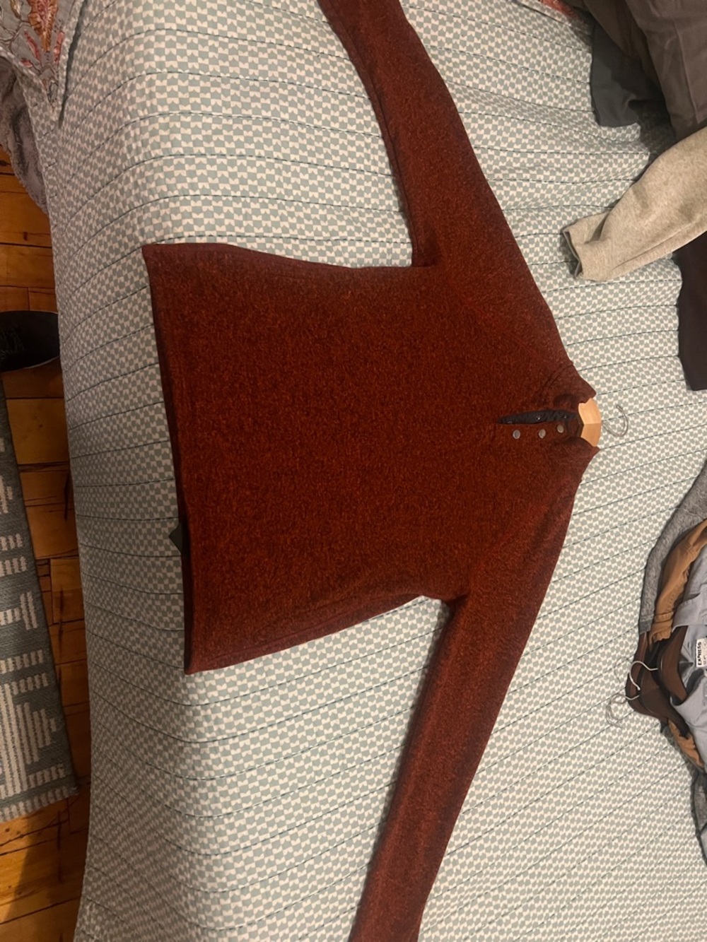 Sonoma Rust Brown Cowl Henley Sweater